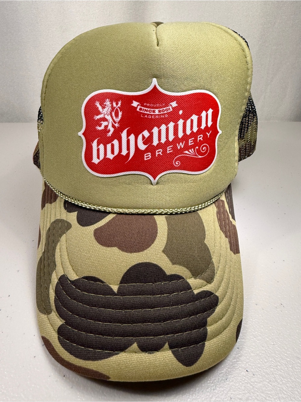 Bohemian Brewery Hat Snapback Trucker Duck Camo Rope Foam Cap Salt Lake City UT
